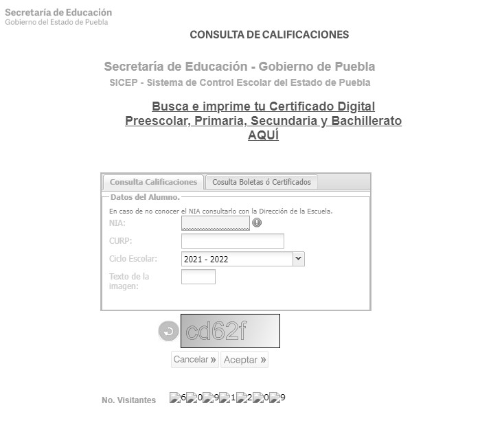 formulario descarga certificado de secundaria Puebla