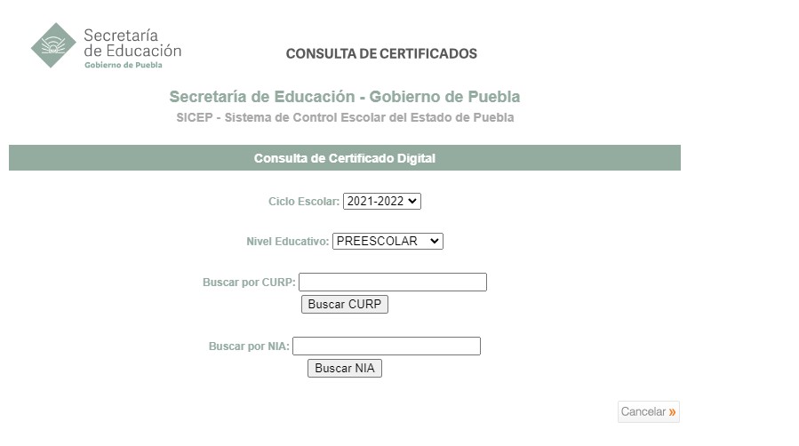 formulario consulta certificados puebla